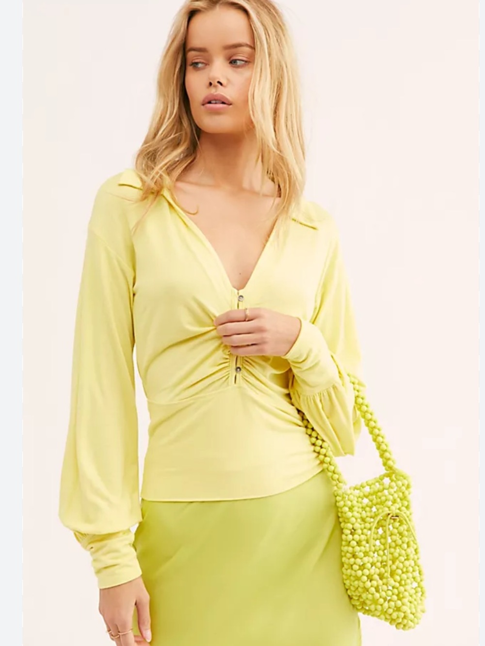 Free People Sydney's Party Top Lemon Yellow Size Small